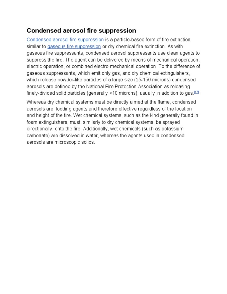 Condensed Aerosol Fire Suppression Explained | PDF
