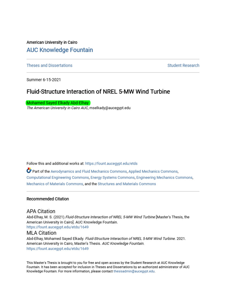 Fluid-Structure Interaction of NREL 5-MW Wind Turbine | PDF | Wind ...