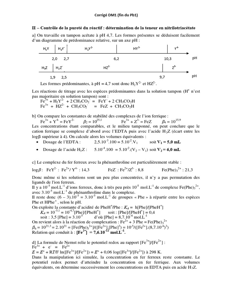 Complexation de l'ion ferrique avec EDTA PDF Fer Sciences physiques — free download