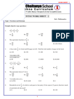 7 - Class INTSO Work Sheet - 1 - Fractions and Decimals