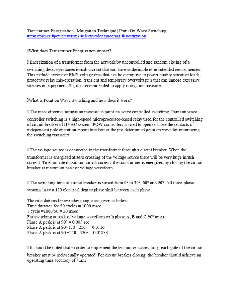 CB POW Control PDF Transformer Relay