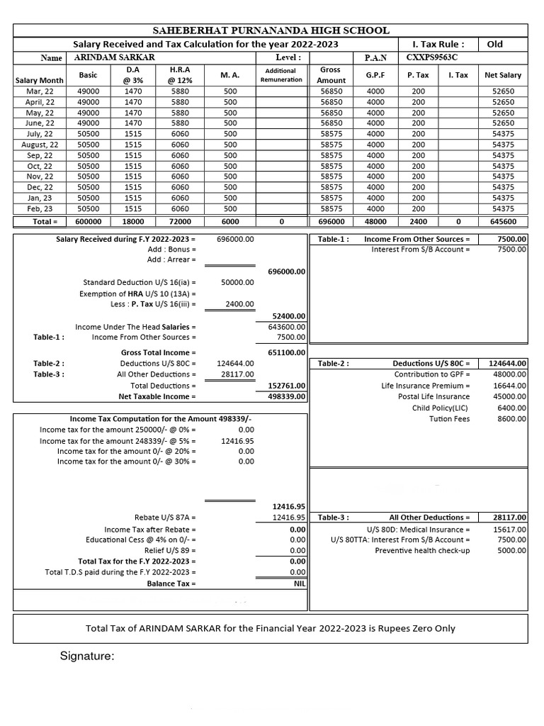 Arindam 2023 PDF Tax Deduction Life Insurance