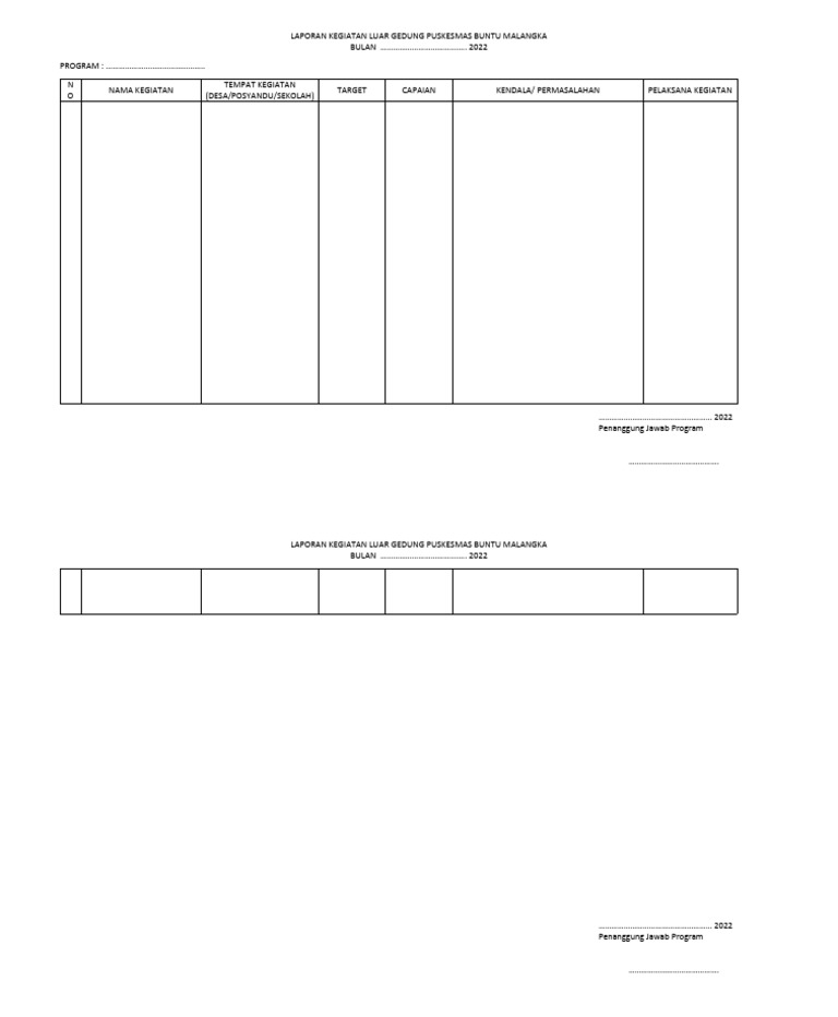 Blanko Laporan PJ Program | PDF