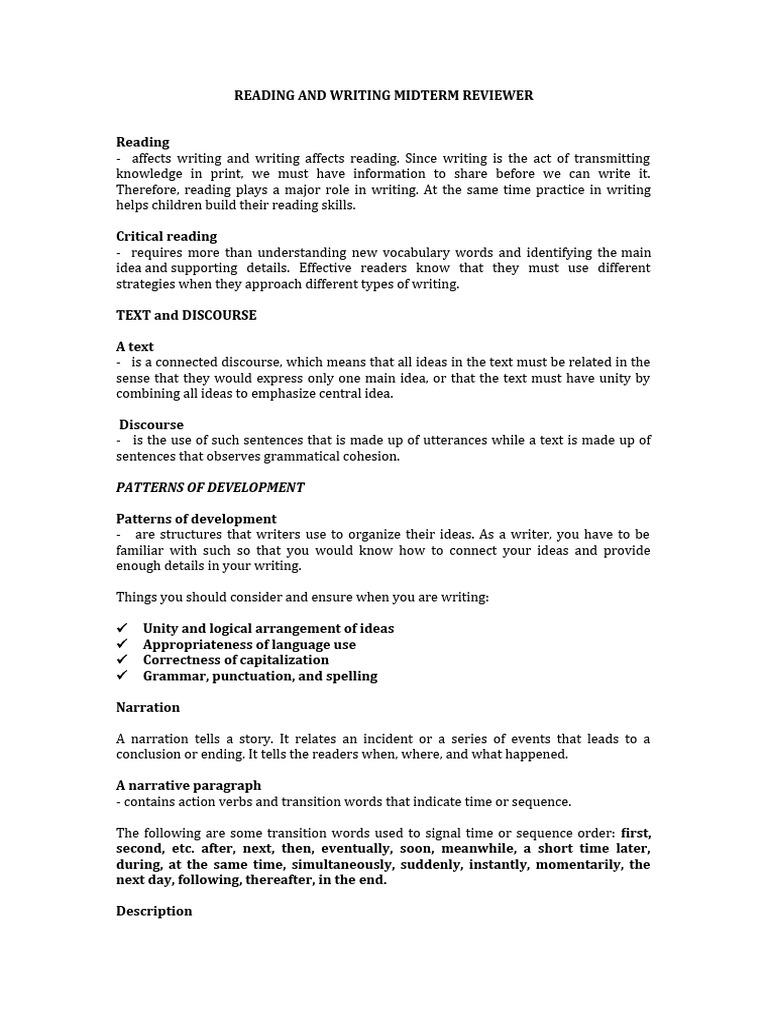 Reading and Writing Midterm Reviewer PDF Hyperlink Syntax