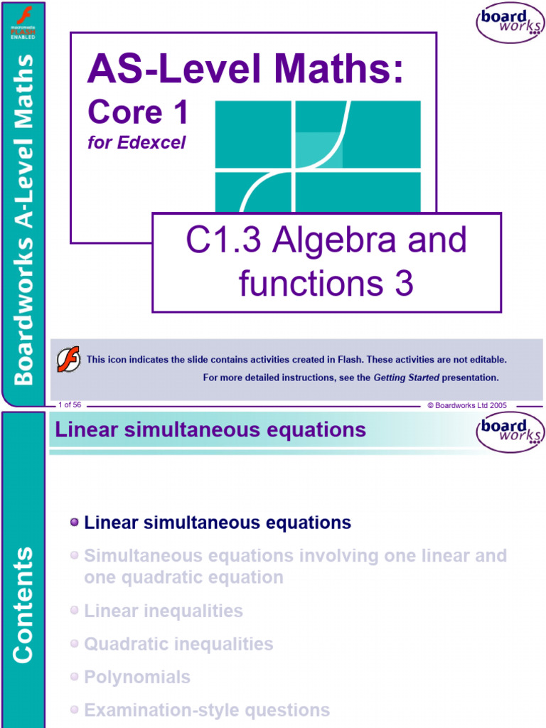 C1.3 Algebra and Functions 3 | PDF | Equations | Quadratic Equation