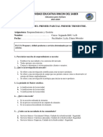 Evaluación Primer Parcial Primer Trimestre 2do Emprendimiento Recuperación