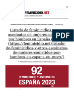 Listado de Feminicidios y Otros Asesinatos de Mujeres Cometidos Por Hombres en España en 2023