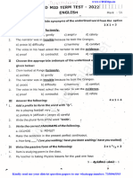 9th English 2nd Mid Term Exam 2022 Original Question Paper Dindigul District Englishl Medium PDF Download