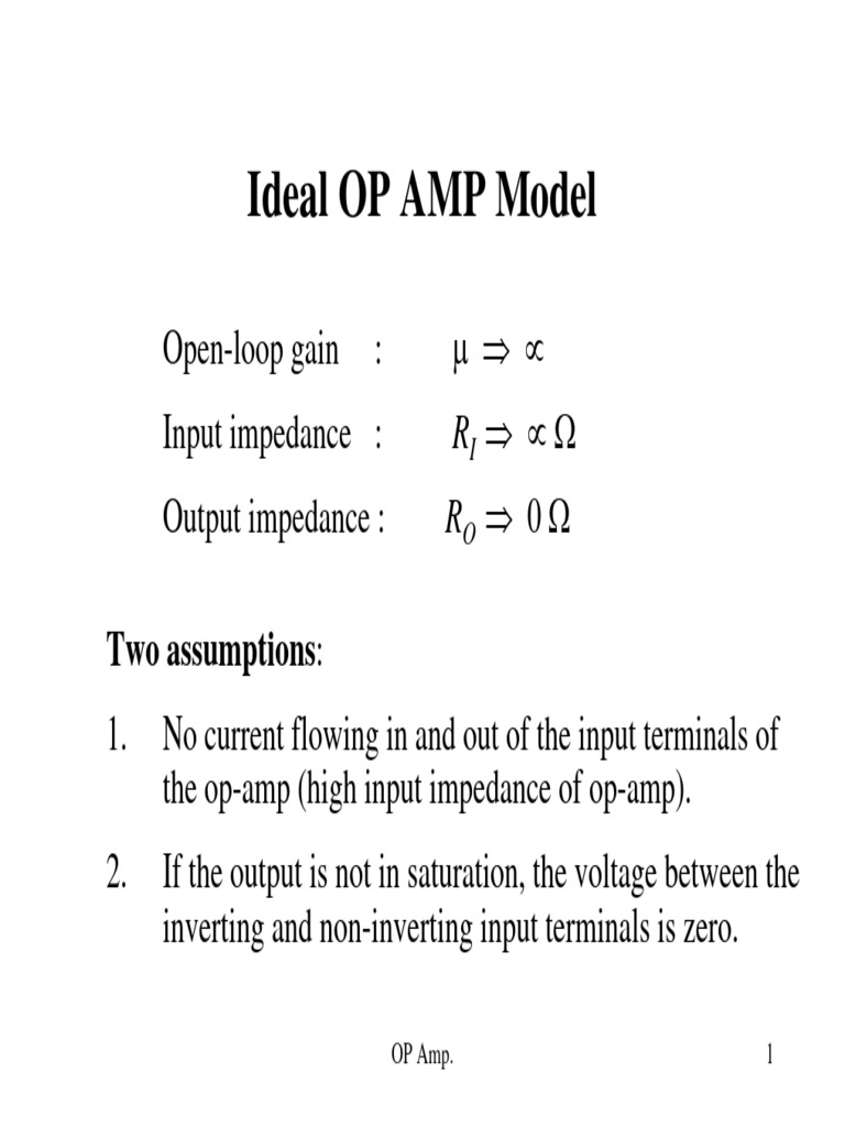 Ideal Op Amp Model PDF Operational Amplifier Amplifier