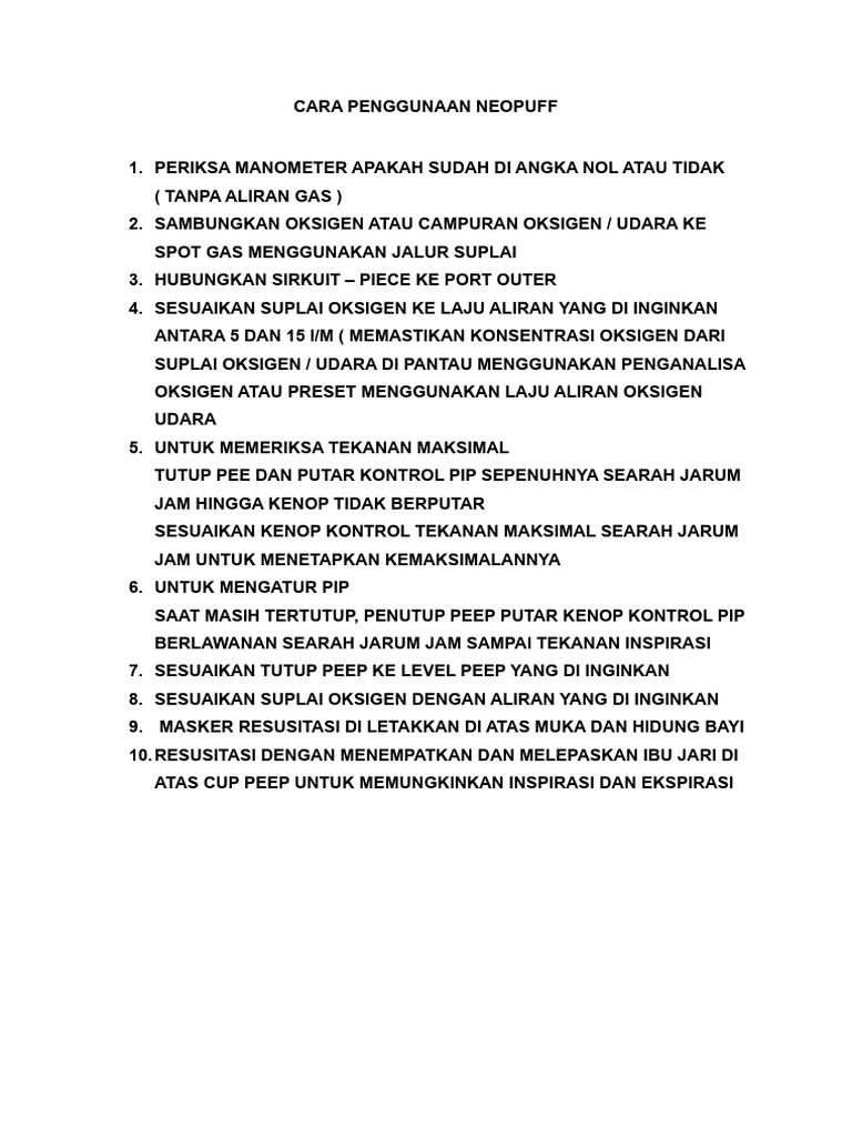 Panduan Penggunaan Neopuff | PDF | Griya & Taman | Sains & Matematika
