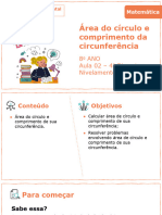 Área Do Círculo e Comprimento Da Circunferência: 8 ANO Aula 02 - 4 Bimestre Nivelamento