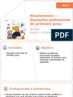 Nivelamento - Equações Polinomiais Do Primeiro Grau: 8 ANO Aula 6 - 4 Bimestre