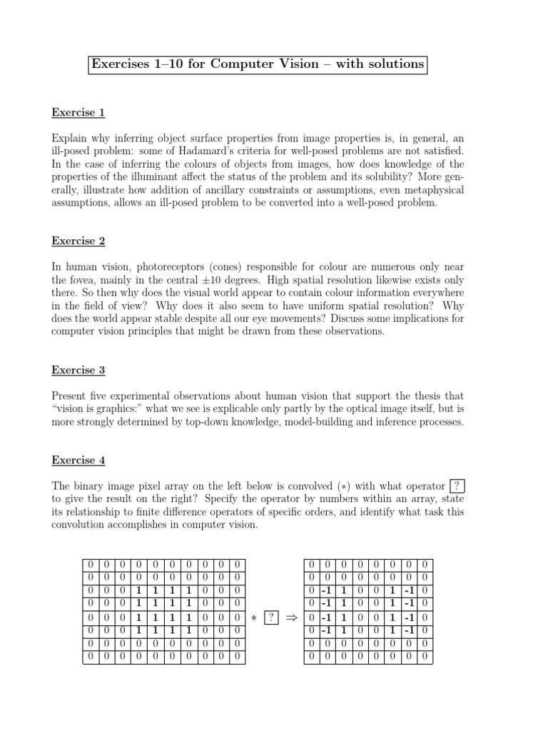 Computer Vision Exercises with Solutions | PDF | Fourier Transform ...