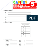 Ejercicios de Potenciacion y Radicacion para Quinto Grado de Primaria