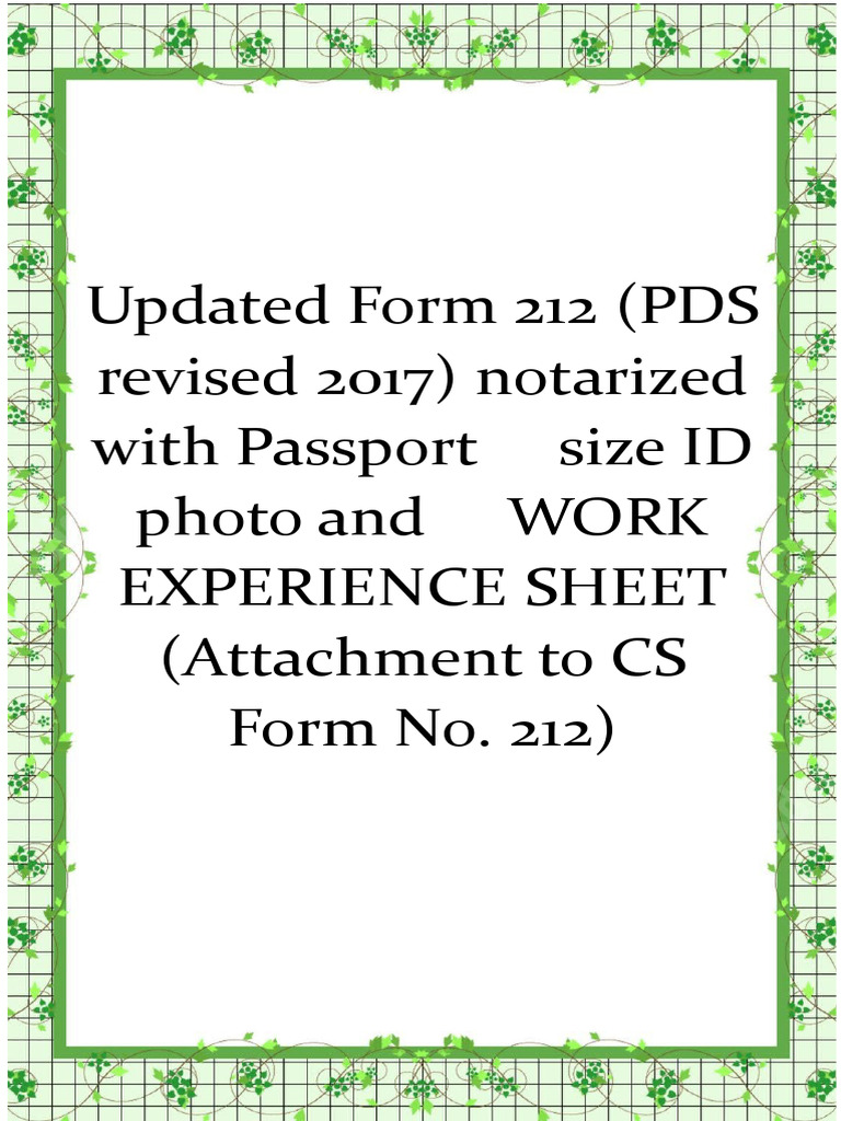 Updated form 212 pds revised 2017 notarized with passport size id