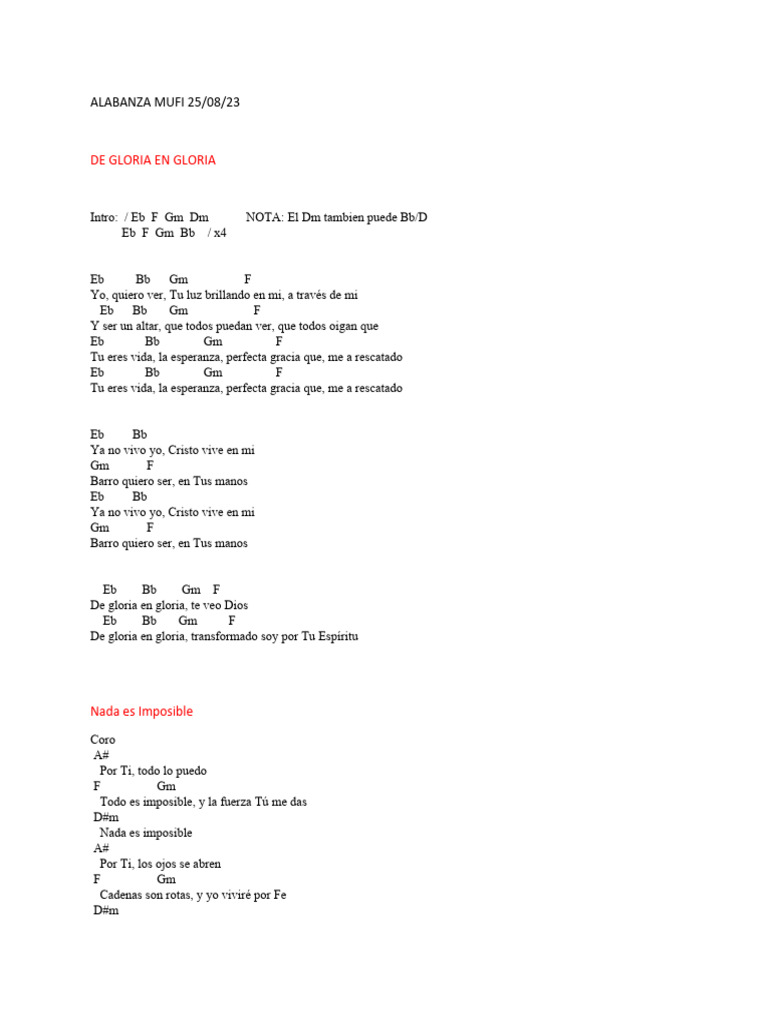 Alabanzas Acordes Pdf Orador Del Señor