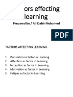 Factors Effecting Learning