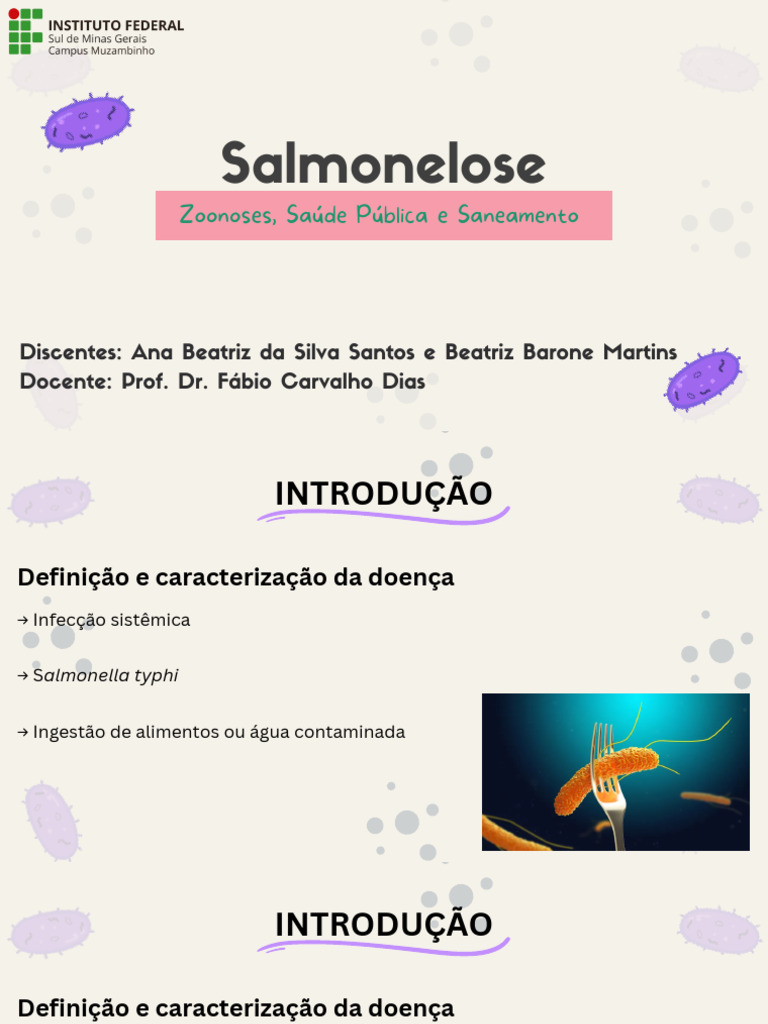Sintomas da Salmonelose e Diagnóstico | PDF | Salmonella | Imunologia
