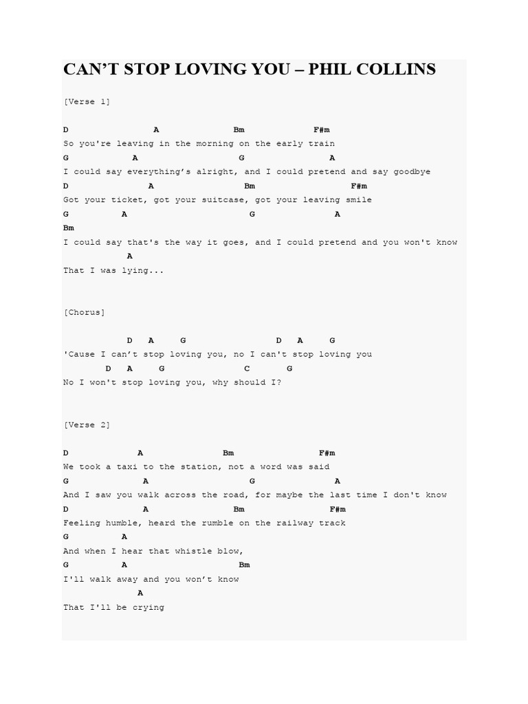 Can't Stop Loving You - Phil Collins | PDF | Song Structure