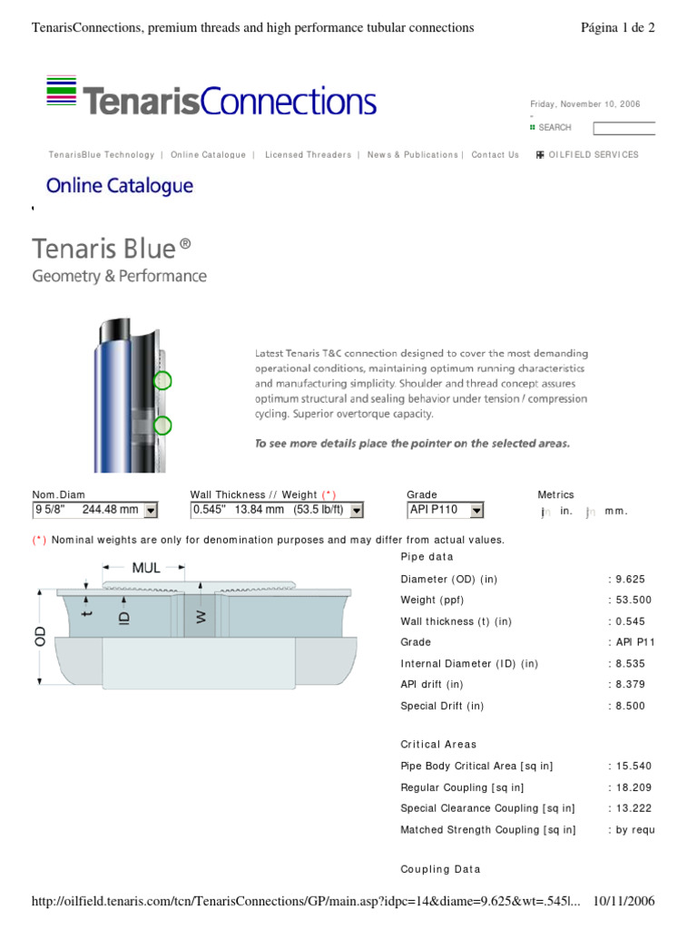 9 5-8 P110 Tenaris Blue | PDF | Pipe (Fluid Conveyance) | Manufactured ...