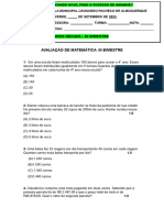 Verificação de Aprendizagem de Matemática III Bimestre