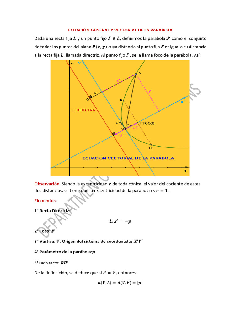 Ecuaciones de la Parábola: General y Vectorial | PDF | Línea (geometría ...
