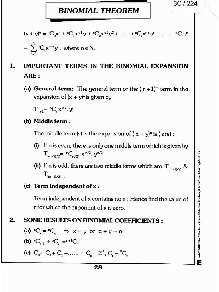 Binomial theorem by sb pdf