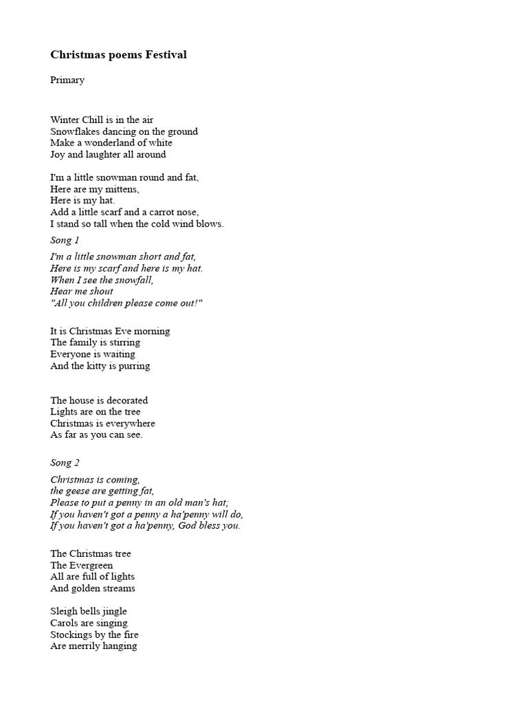 Christmas Poems Festival PDF Rudolph The Red Nosed Reindeer Santa