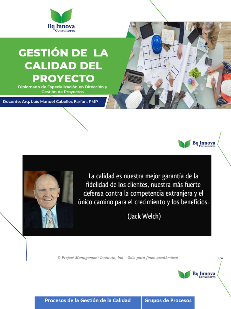 Sesión 2 - Gestión de La Calidad Del Proyecto | PDF | Six Sigma | Business