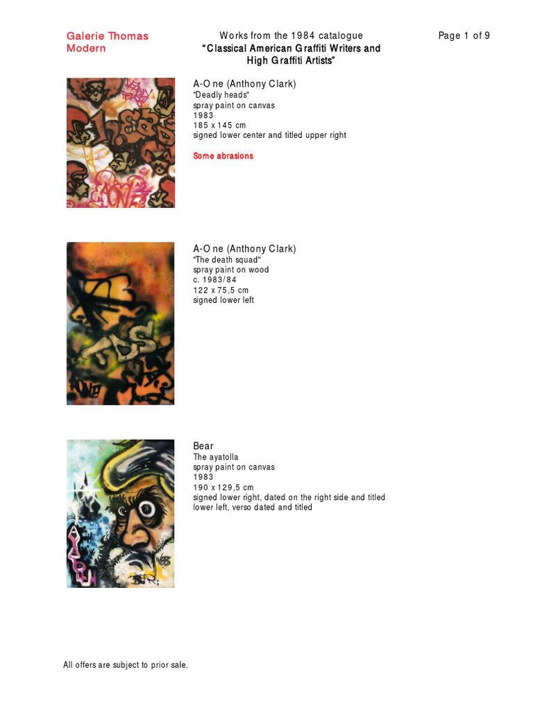 Overview Graffiti Catalogue en | PDF | Folk Art | Plastic Arts