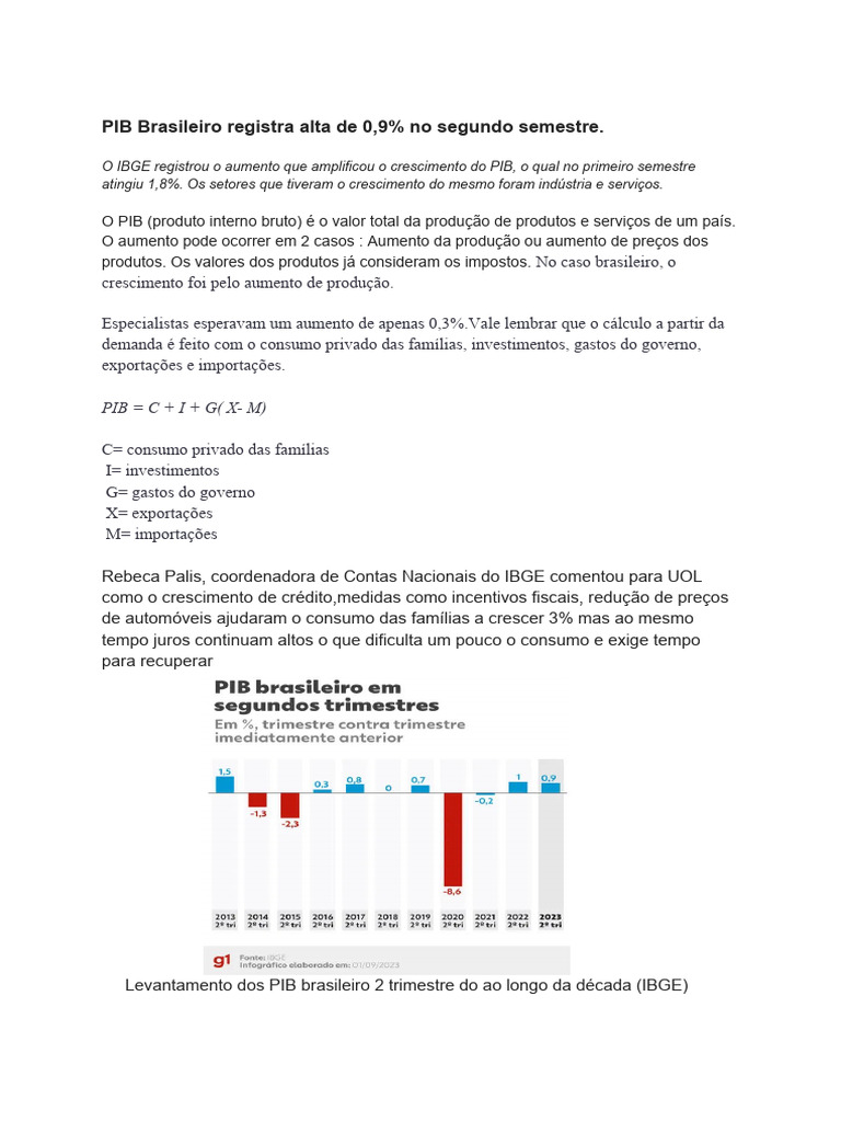 PIB Brasileiro Cresce 0,9% no 2º Semestre | PDF | Produto interno bruto ...