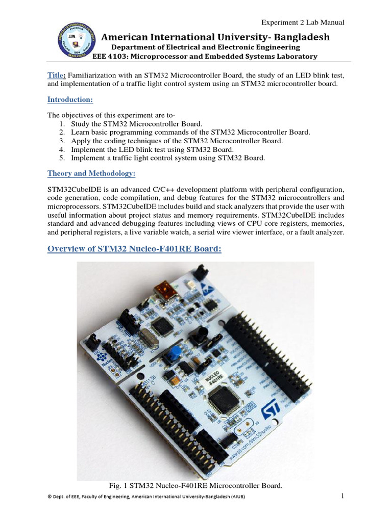 STM32 Nucleo-F401RE Lab Manual | PDF | Microcontroller | Electrical ...