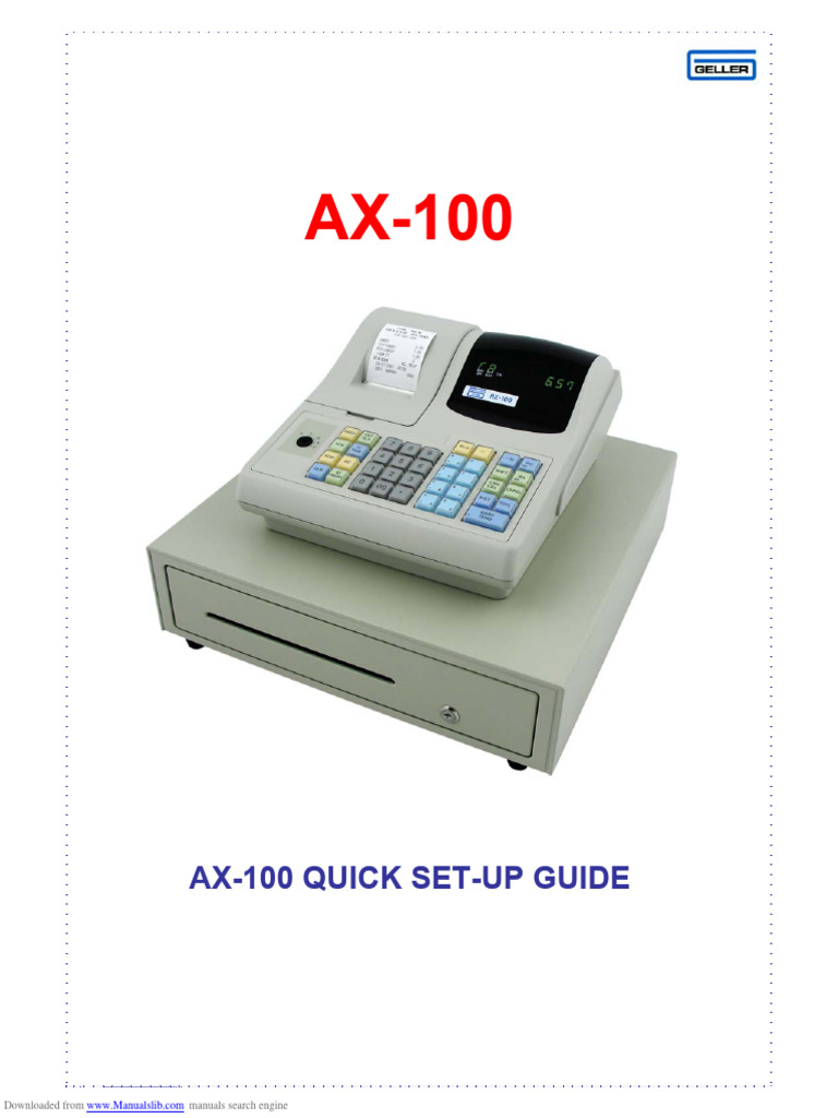 TOWA AX-100 レジスター 本体 AX-100 Quick Set-Up Guide | PDF | Taxes | Receipt
