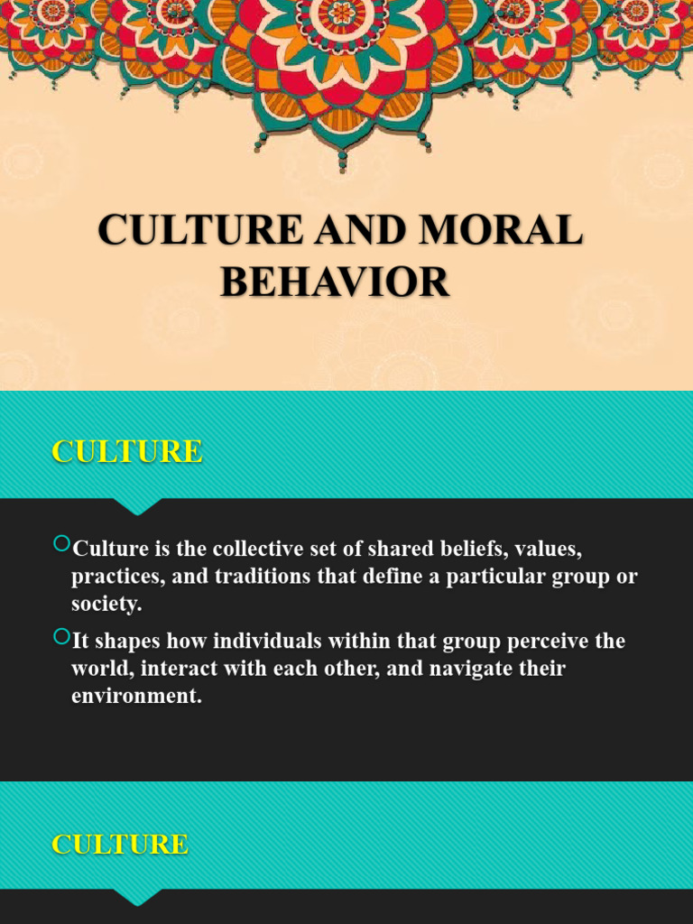Culture and Moral Behavior PDF Morality Social Psychology