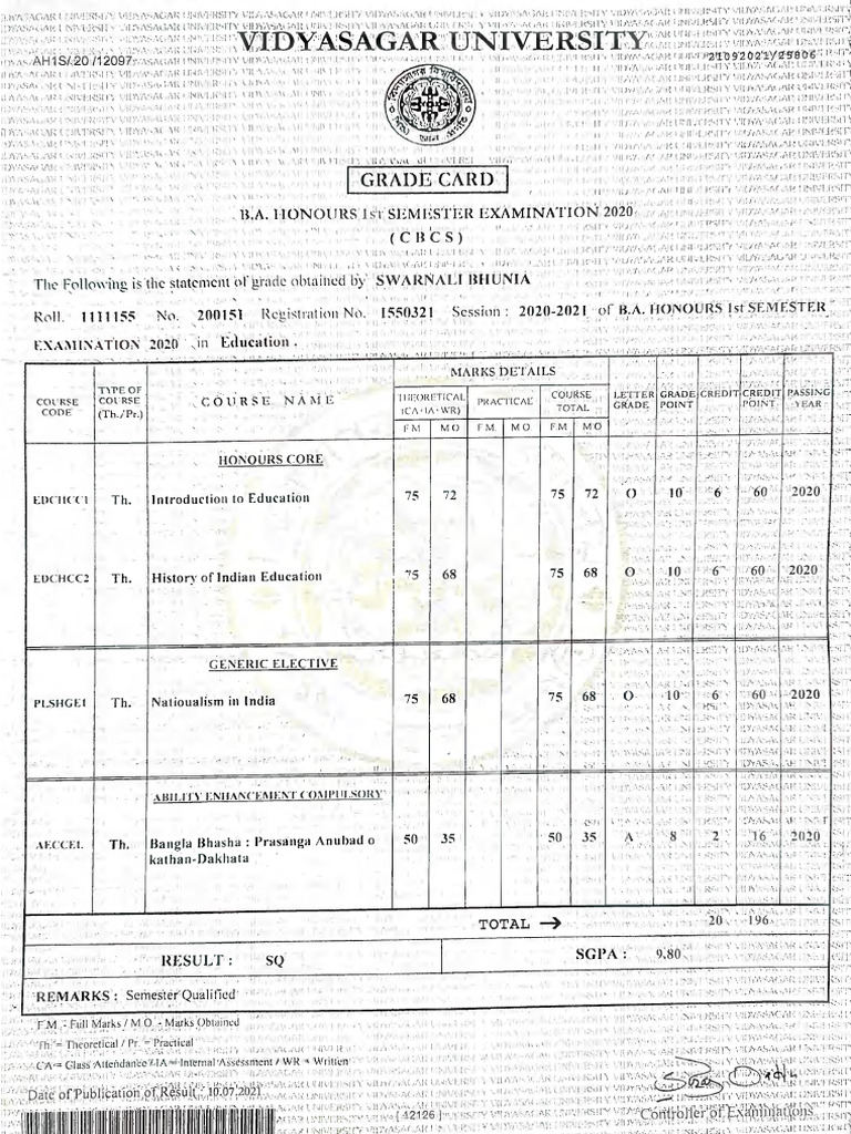 GradMarkSheet | PDF