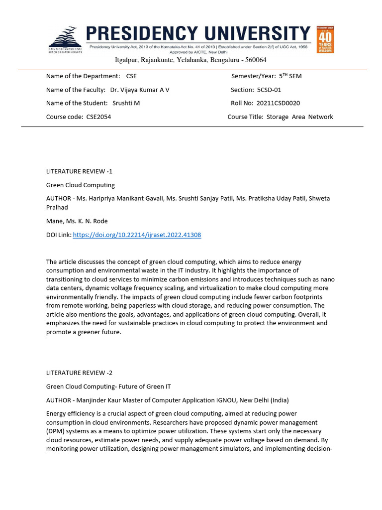 Green Cloud Computing: Energy Efficiency Insights | PDF | Climate ...