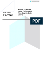 Format of Formal Letter To Principal Two Day On Duty Leave - Docx Be997c0e