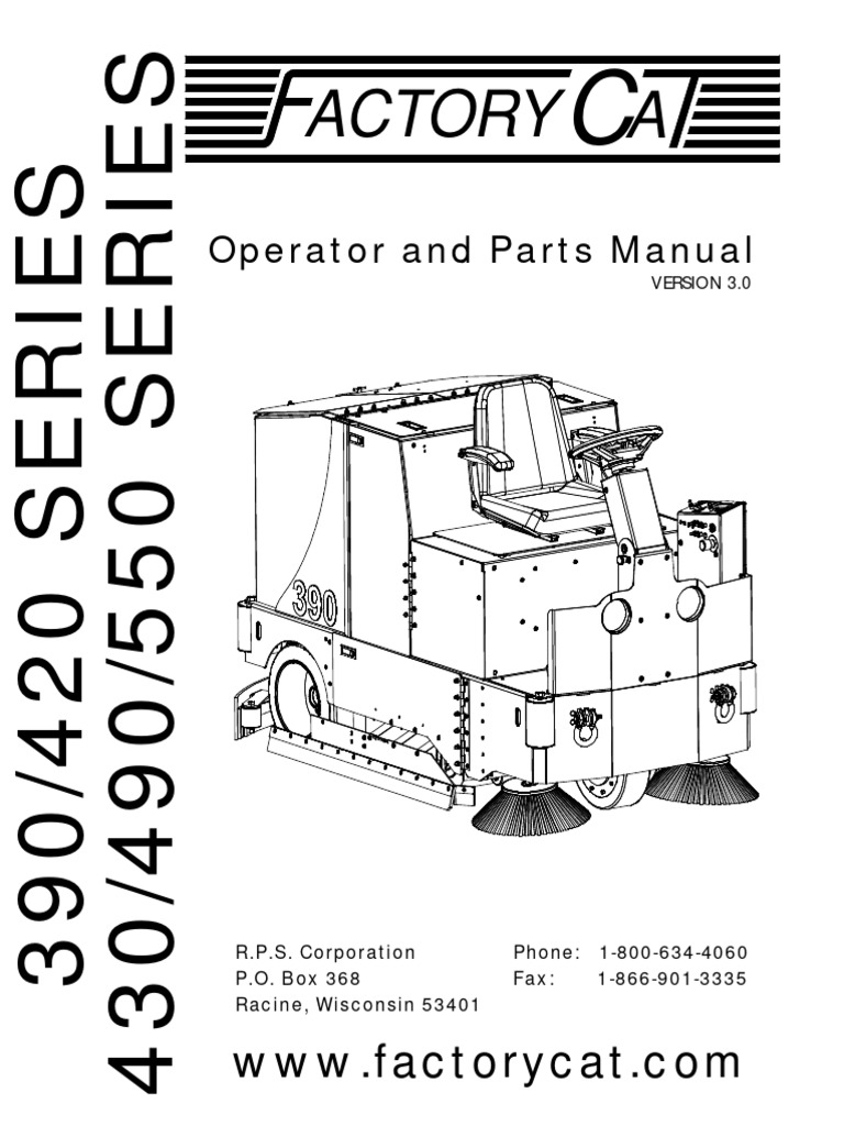 Factory Cat 390 420 430 490 550 Operator & Spare Parts