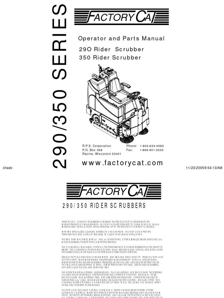 Factory Cat 290 & 350 Operator & Spare Parts PDF Battery