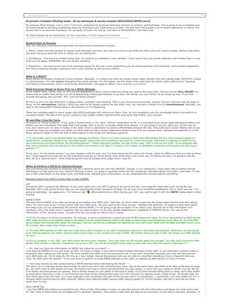 Complete Guide to WILD and DEILD Techniques | PDF | Sleep | Rapid Eye ...