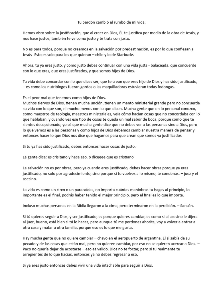 Tu Perdón Cambió El Rumbo de Mi Vida | PDF | Dios | Salvación