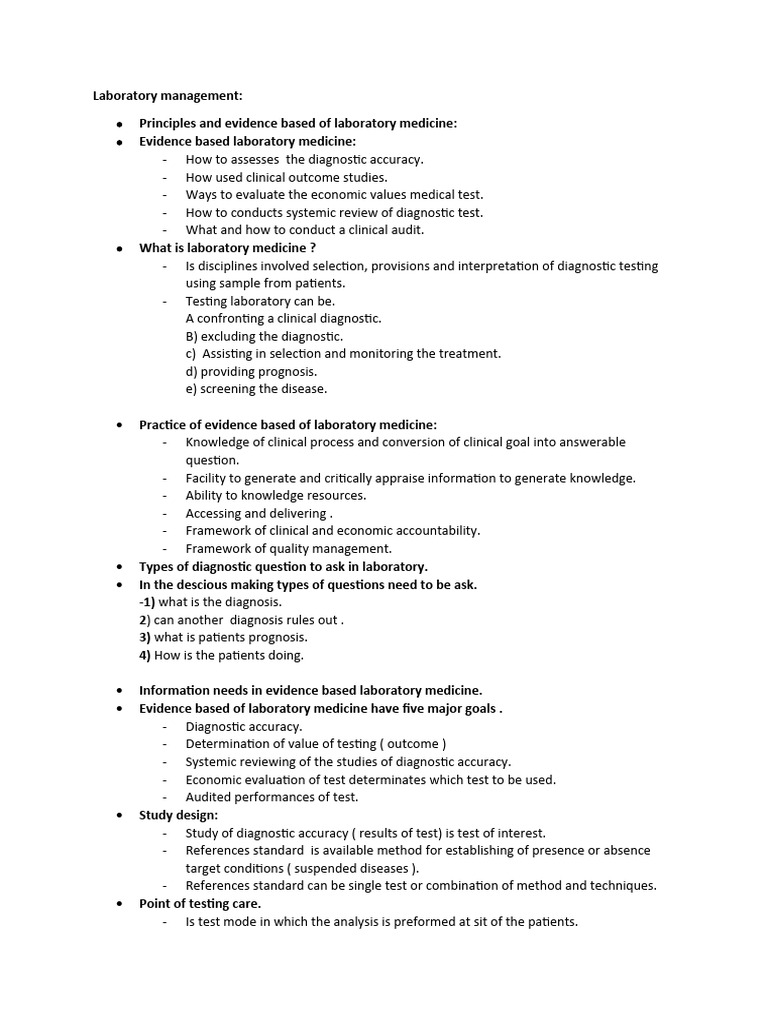 Lab Management 3 PDF Medical Diagnosis Evidence Based Medicine