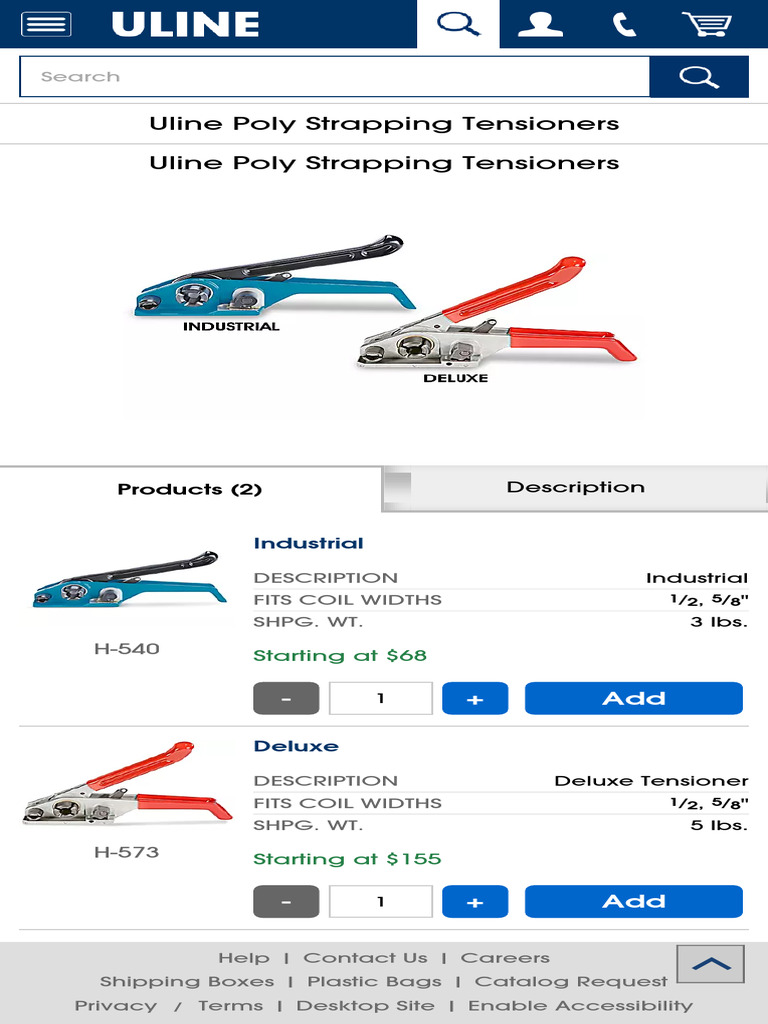 Uline Poly Strapping Tensioners Guide | PDF