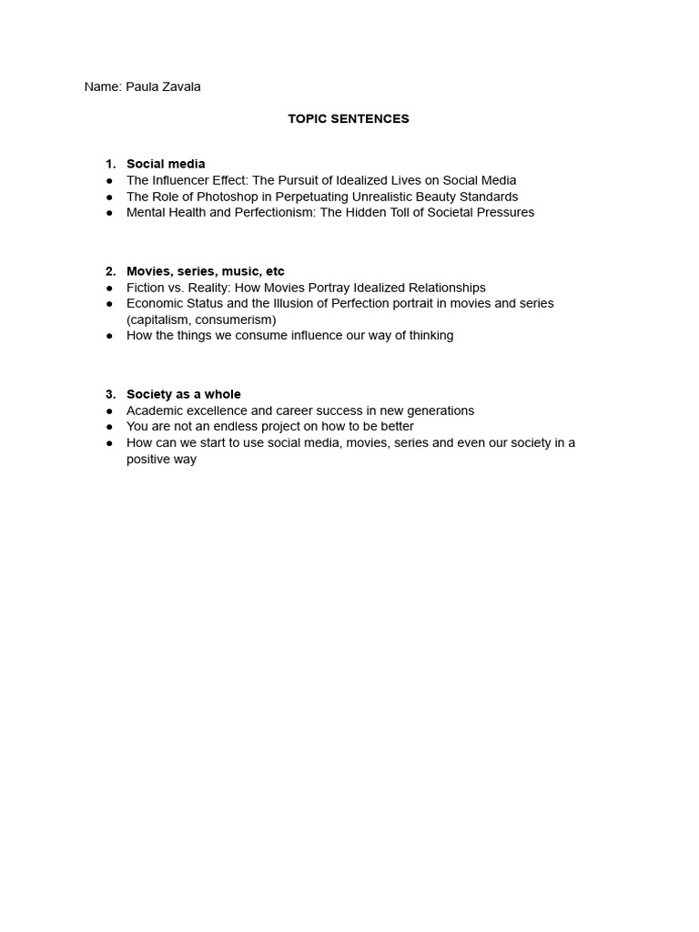 Topic Sentences Paula Zavala | PDF