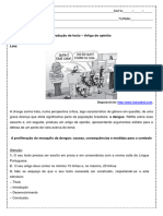 Atividade de Portugues Producao de Texto Artigo de Opiniao Dengue