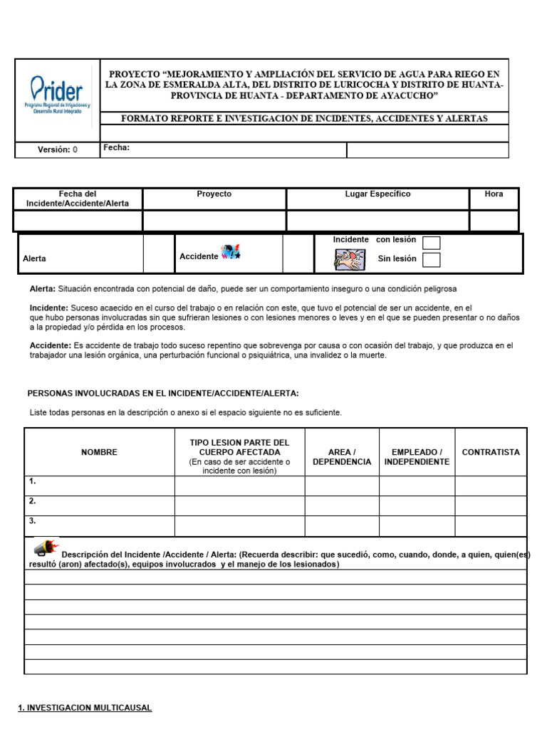 Formato de Reporte de Incidentes | PDF