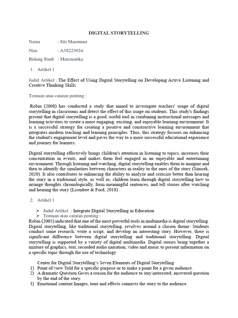 Digital Storytelling in Education Benefits | PDF | Storytelling | Learning