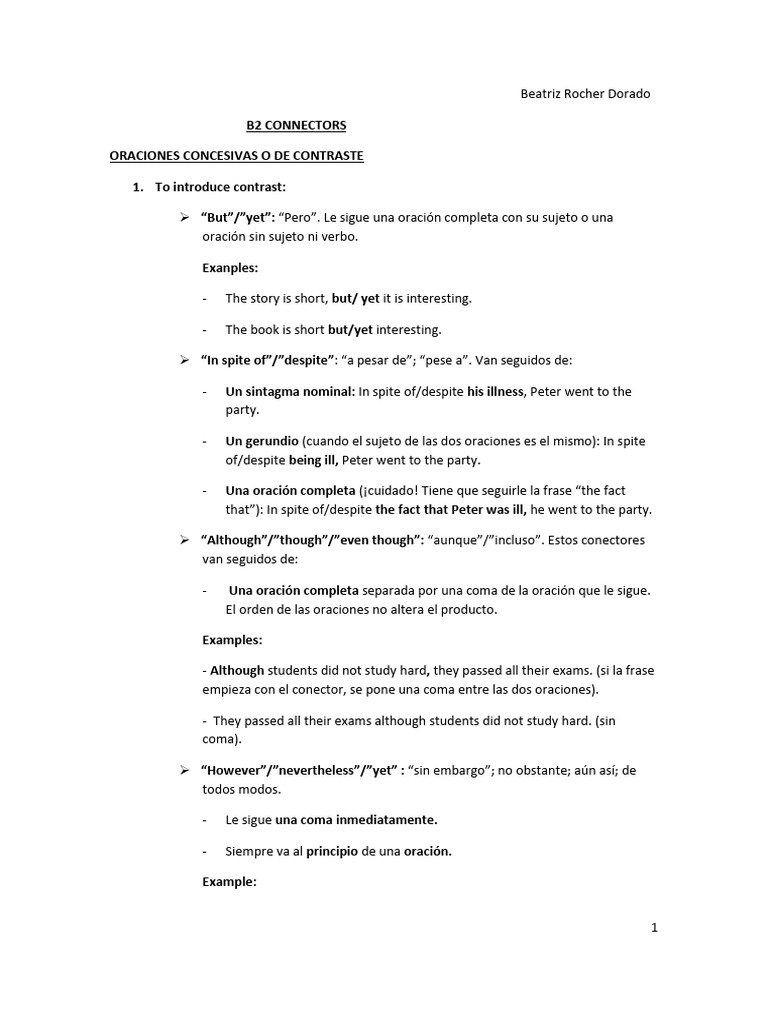 b2 Connectors PDF Oración (Lingüística) Asunto (gramática)