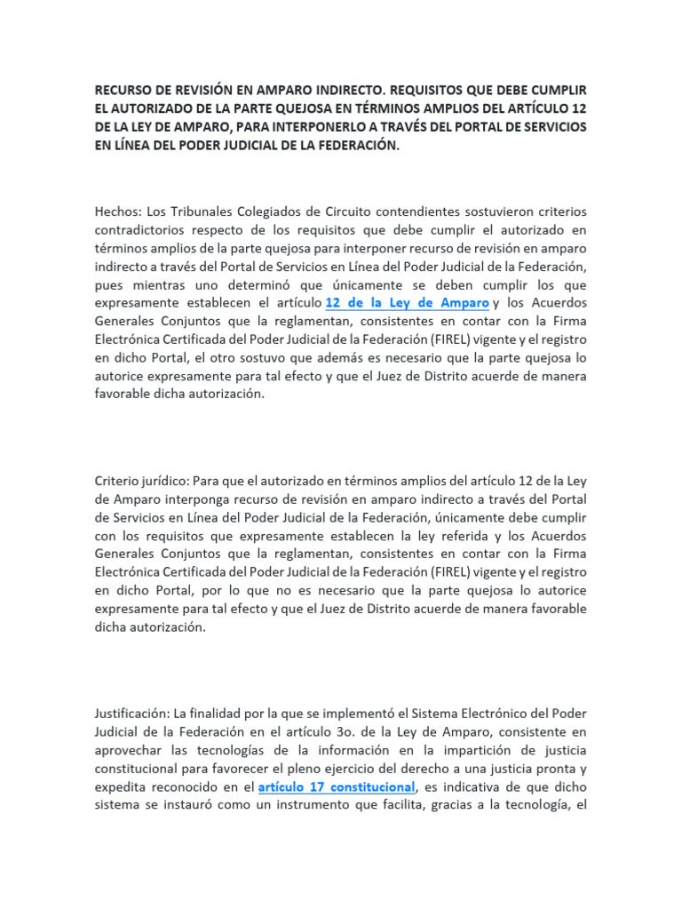 Recurso de Revisión en Amparo Indirecto | PDF | Instituciones ...
