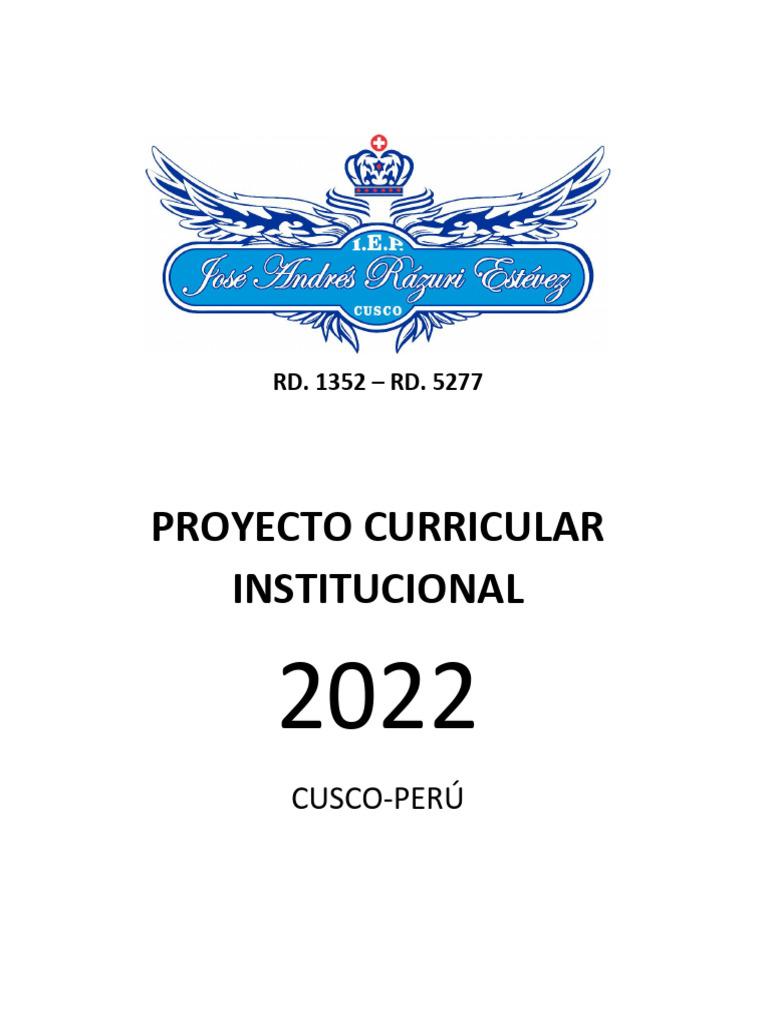 Proyecto Curricular Institucional 2022 Rázuri | PDF | Plan de estudios ...